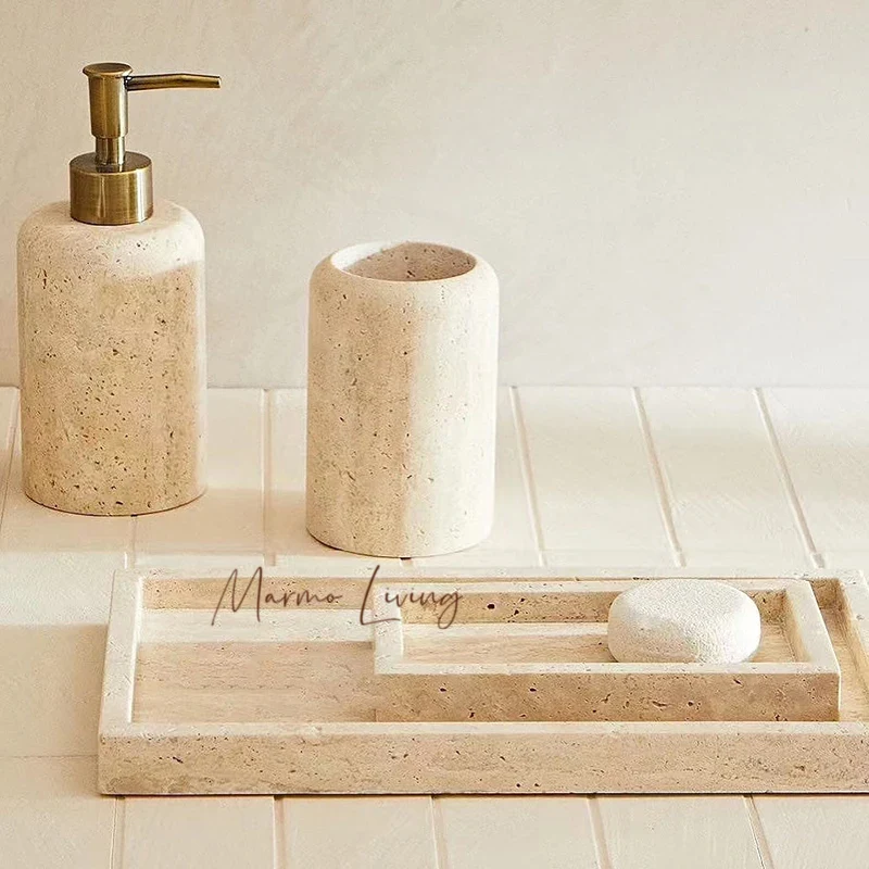Travertine Tray Oval - Travertine Tray for Bathroom Vanity Dresser