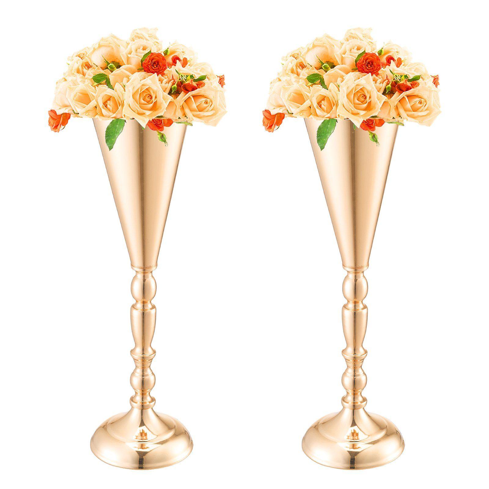 Fluted Vase Tall - Set of 10 16.9in High Gold
