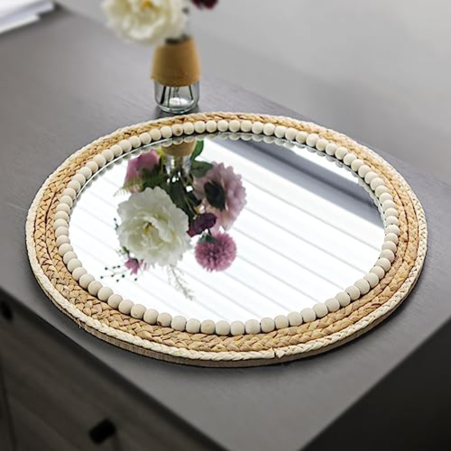 Boho Round Hanging Wall Mirror - Rattan Mirror Round のレビューと価格