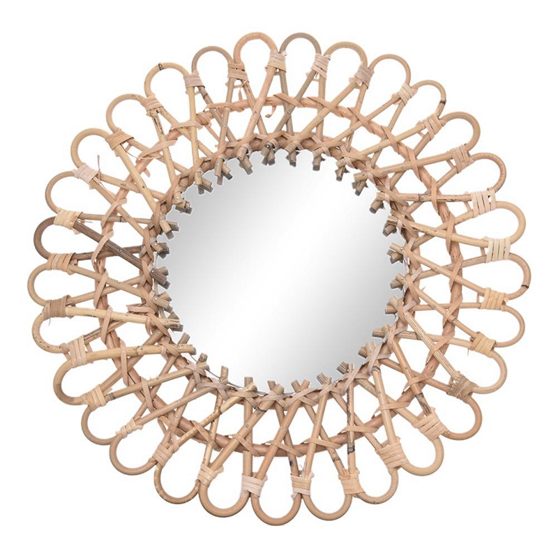 40Cm Nordic Wicker Wall-Mounte - Rattan Mirror Round のレビューと価格