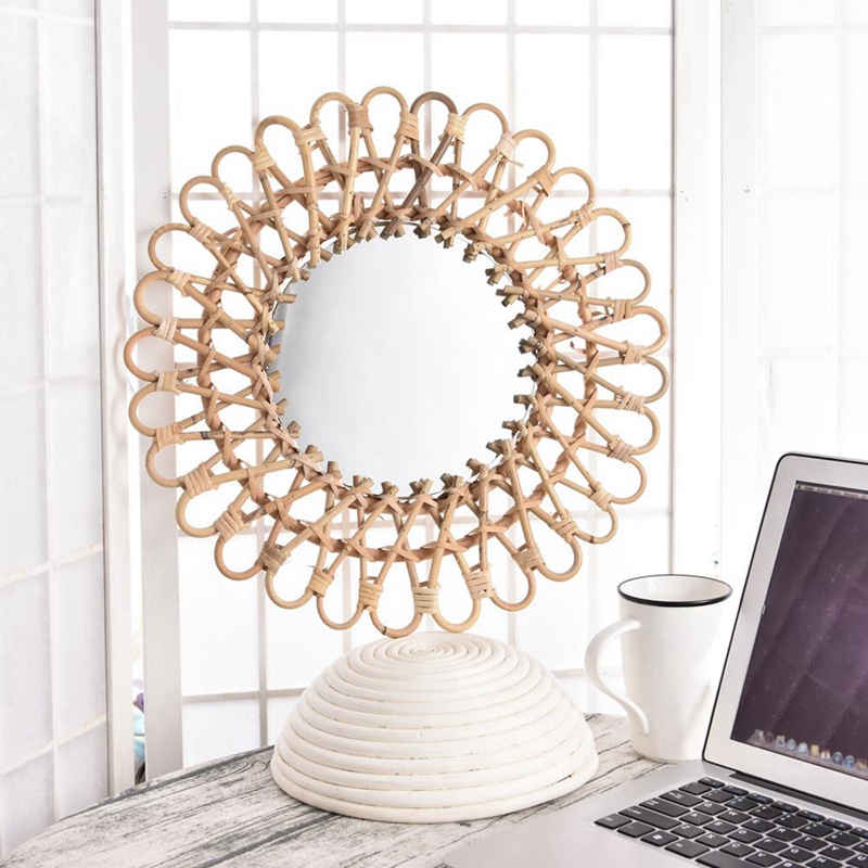 40Cm Nordic Wicker Wall-Mounte - Rattan Mirror Round のレビューと価格