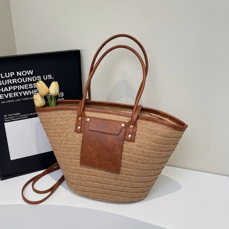Woven Shoulder Bag Straw Baske - Interior Design Vintage Style のレビューと価格