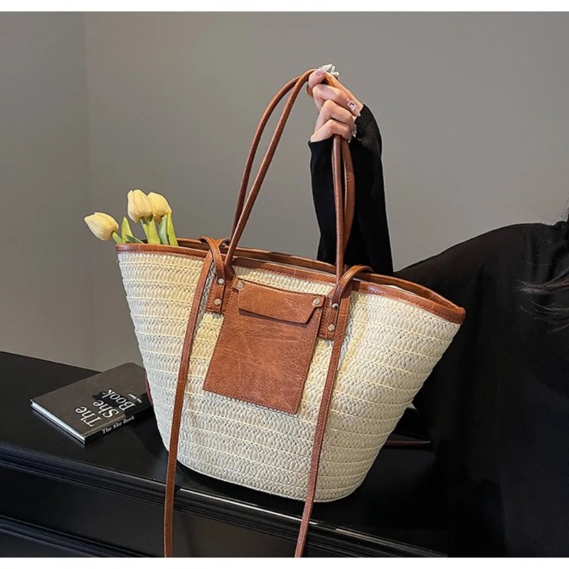 Woven Shoulder Bag Straw Baske - Interior Design Vintage Style のレビューと価格