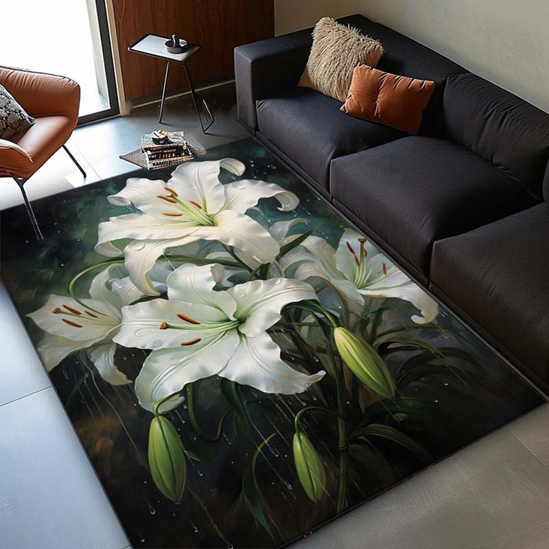 Elegant White Lily Rug for Liv - Interior Design Living Room Ideas のレビューと価格