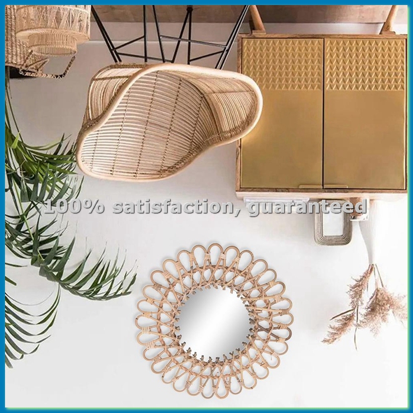 40Cm Nordic Wicker Wall-Mounte - Rattan Mirror Round のレビューと価格