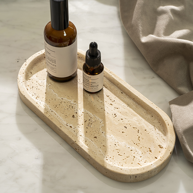 Travertine Stone Tray for Bath - Travertine Tray Oval のレビューと価格