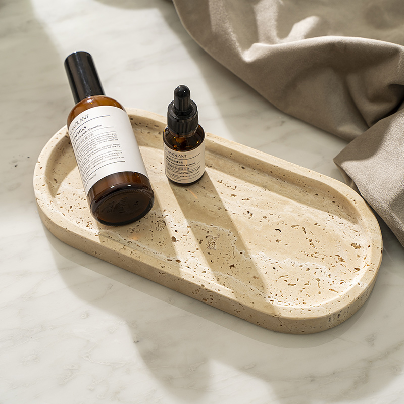 Travertine Stone Tray for Bath - Travertine Tray Oval のレビューと価格