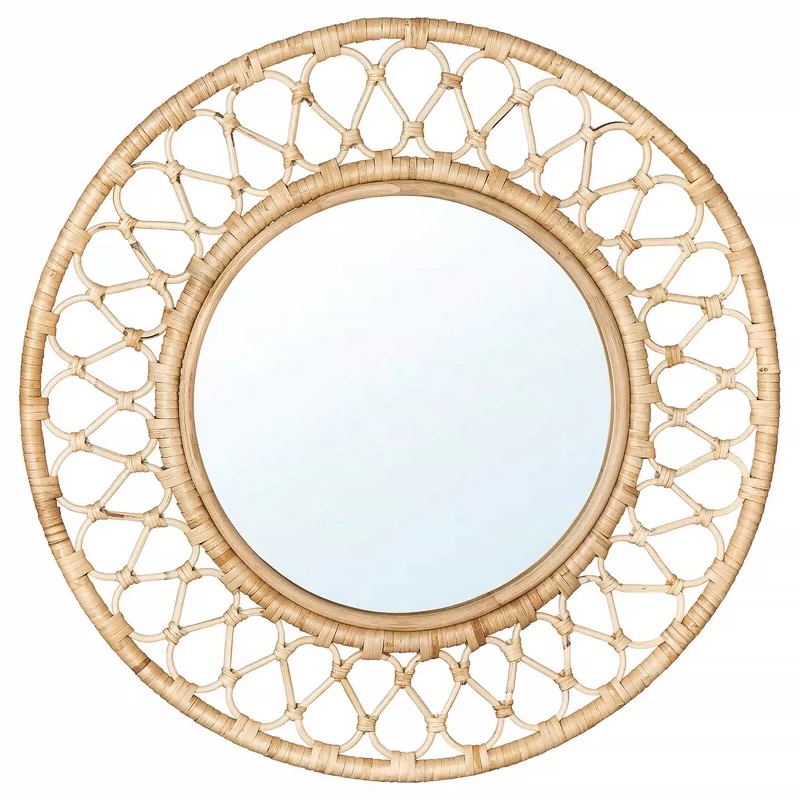 Round Rattan Wall Mirror, Natu - Rattan Mirror Round のレビューと価格