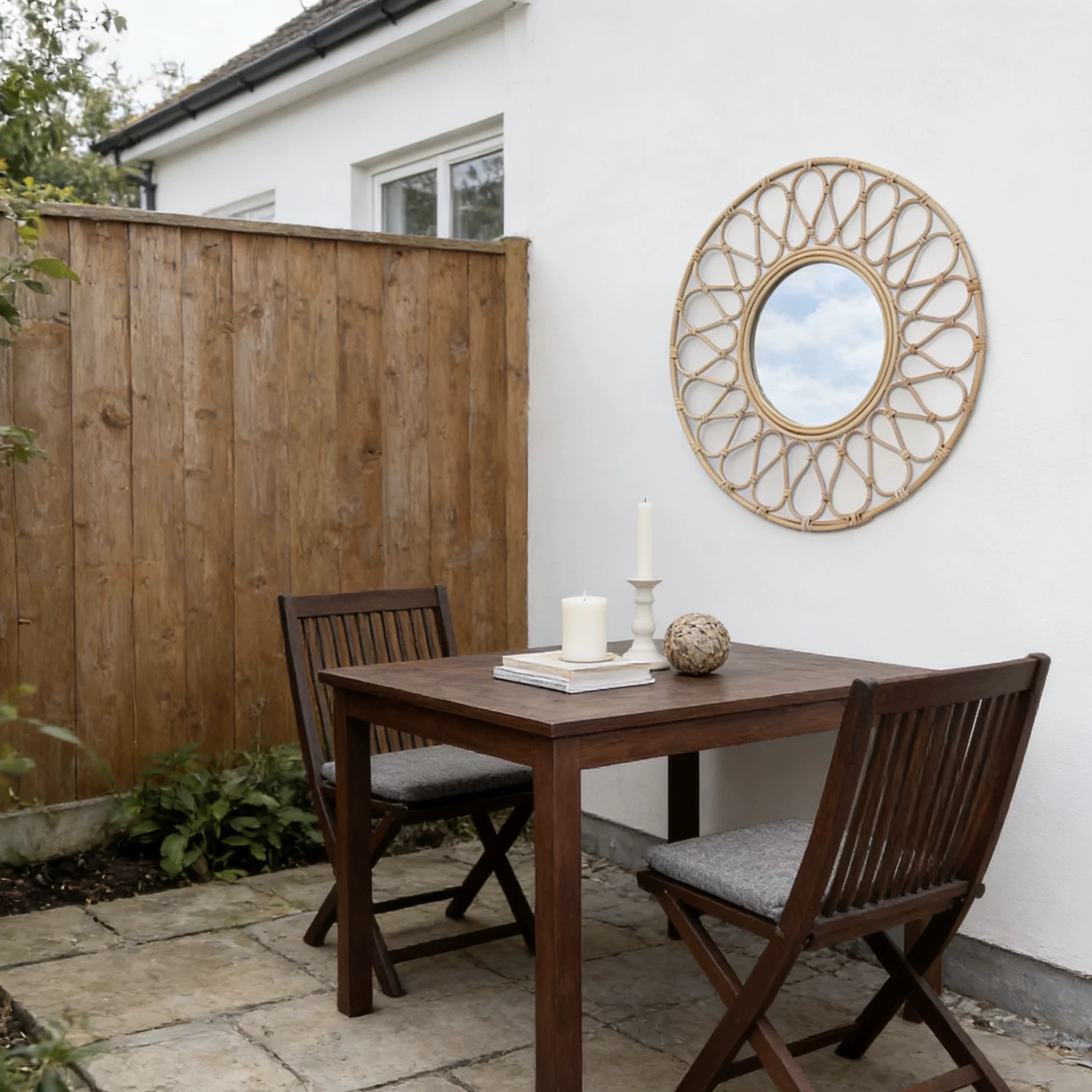 Round Rattan Wall Mirror, Natu - Rattan Mirror Round のレビューと価格