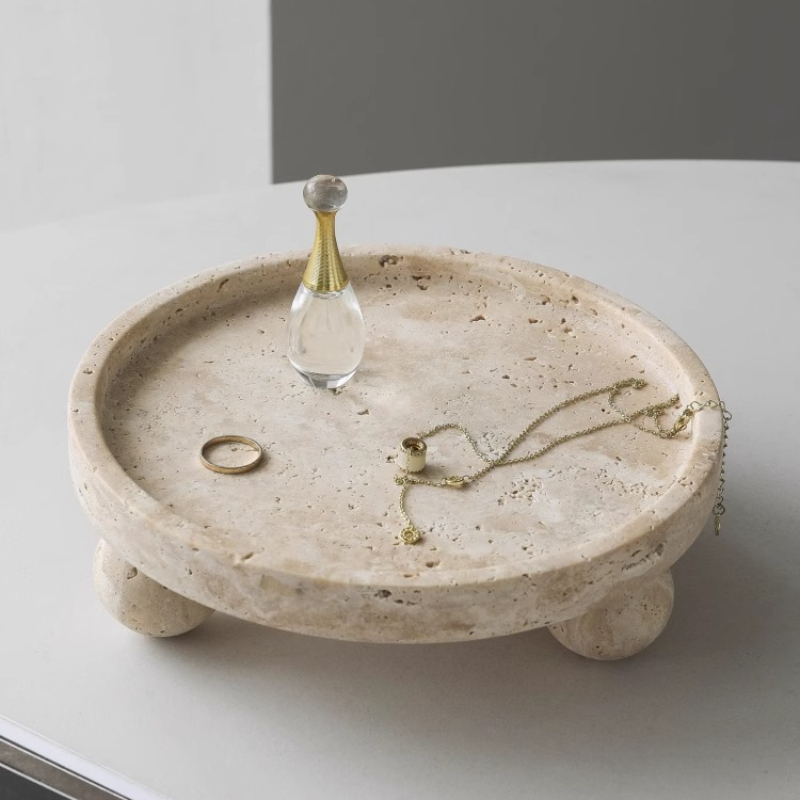 Retro Natural Marble Tray Deco - Travertine Tray Oval のレビューと価格