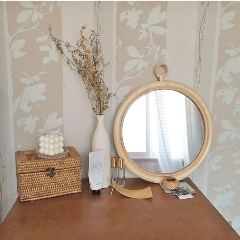 ‌Boho Rattan Wall Mirror Handw - Rattan Mirror Round のレビューと価格