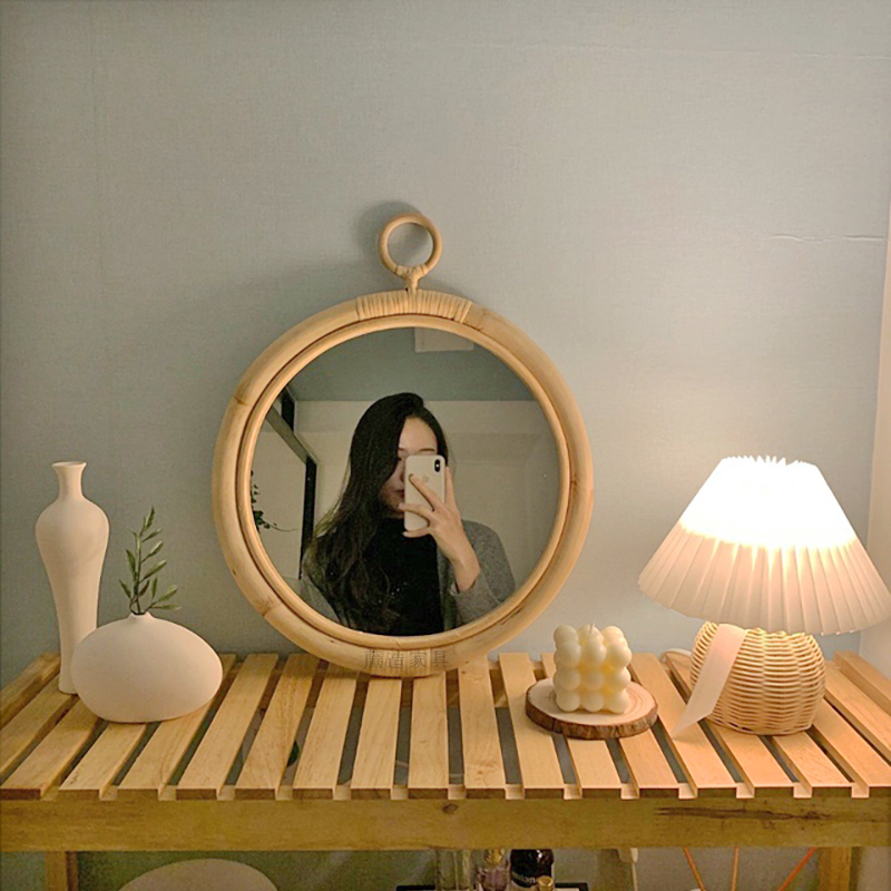 ‌Boho Rattan Wall Mirror Handw - Rattan Mirror Round のレビューと価格
