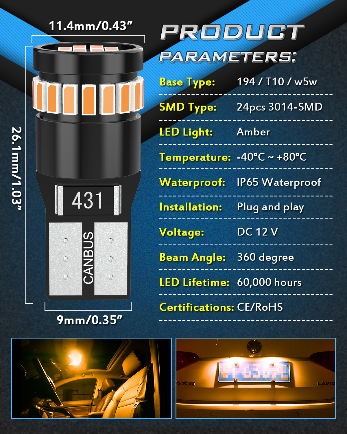 2pcs 360 Degree Lighting T10 W - Interior Design Degree のレビューと価格