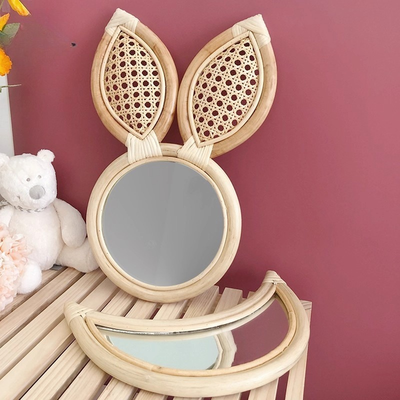 ‌Boho Rattan Mirror, Natural W - Rattan Mirror Round のレビューと価格