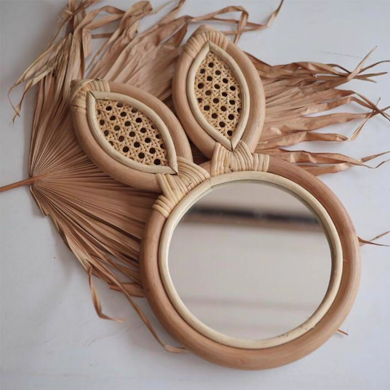 ‌Boho Rattan Mirror, Natural W - Rattan Mirror Round のレビューと価格