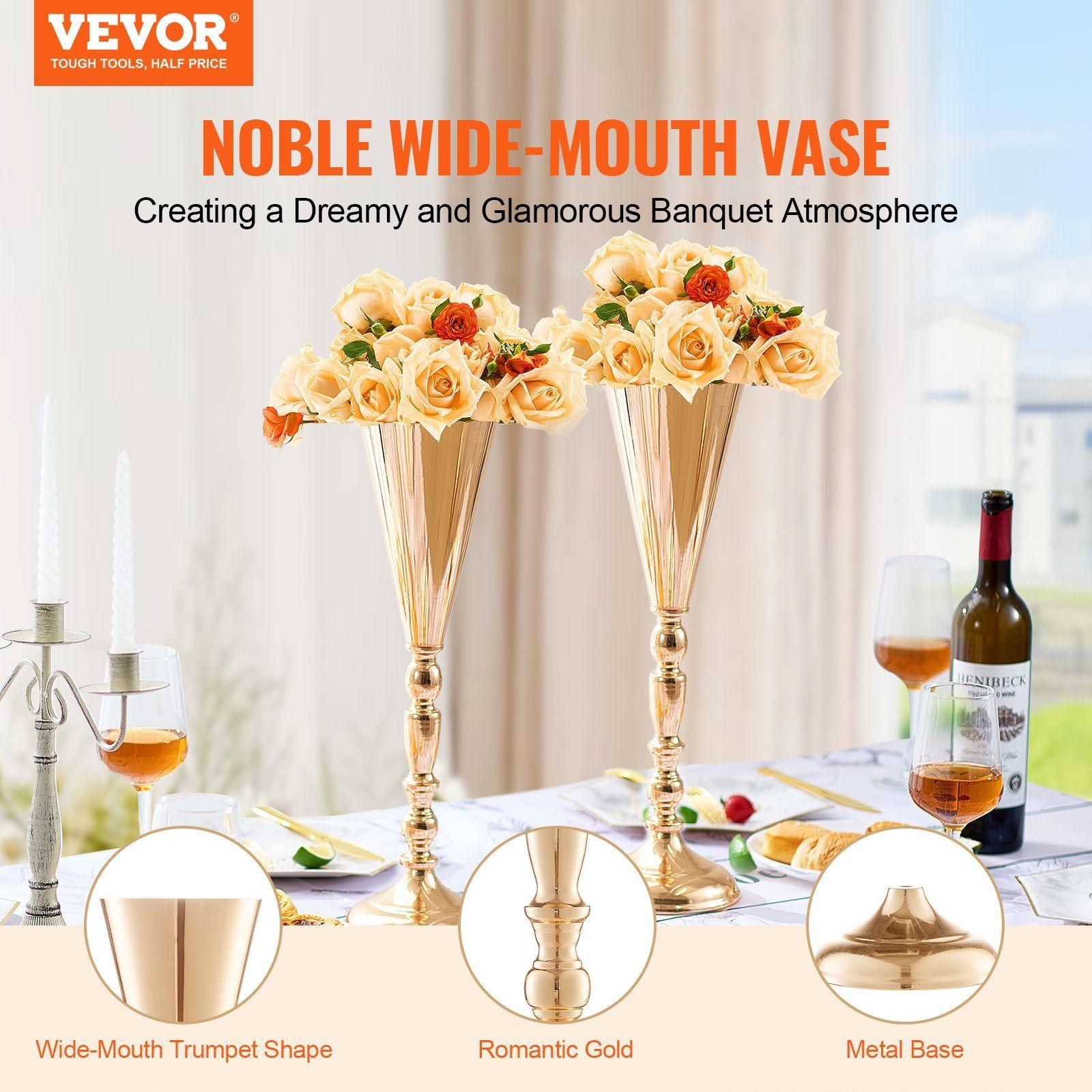 Set of 10 16.9in High Gold Flu - Fluted Vase Tall のレビューと価格