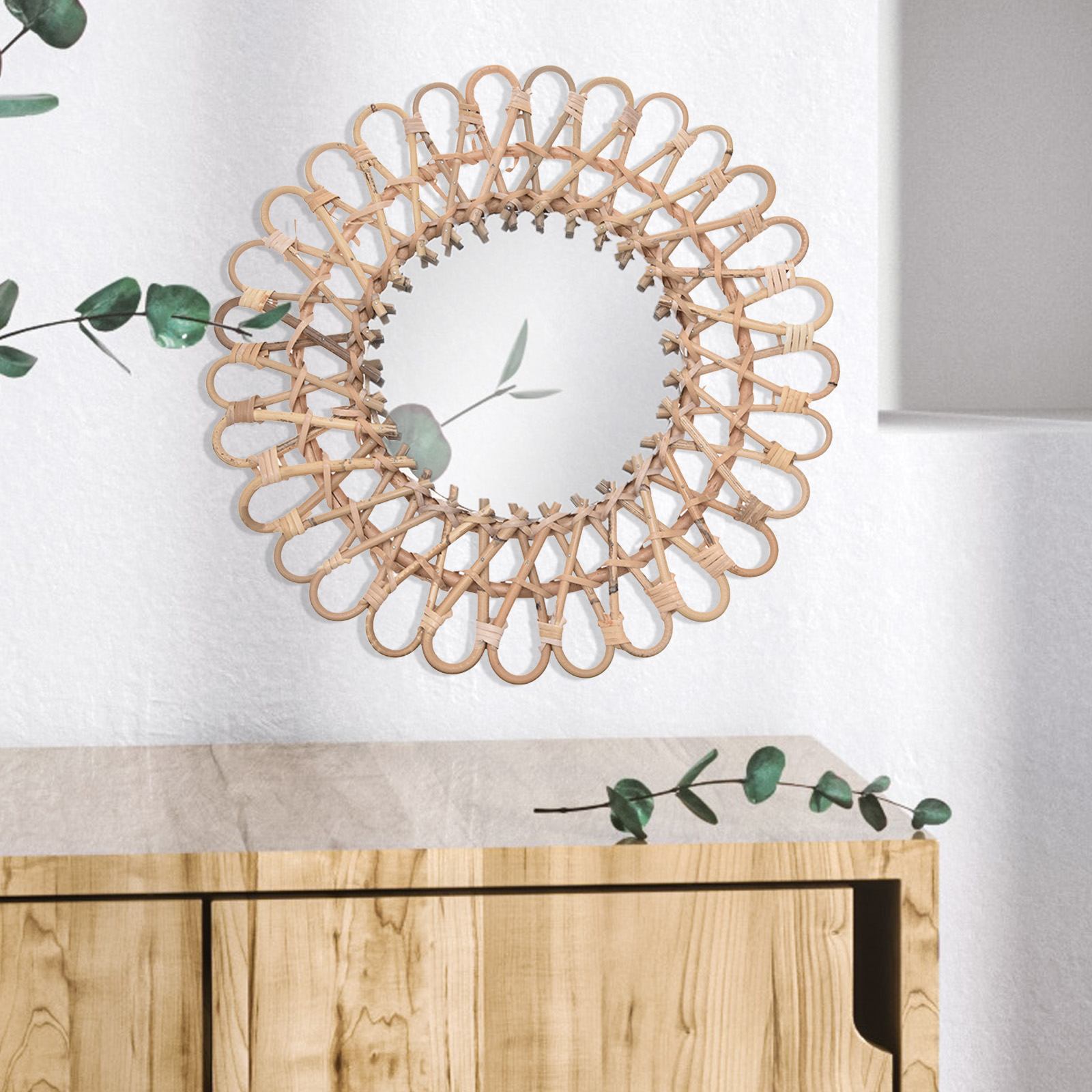 Rattan Wall-Mounted Mirrors,Cr - Rattan Mirror Round のレビューと価格