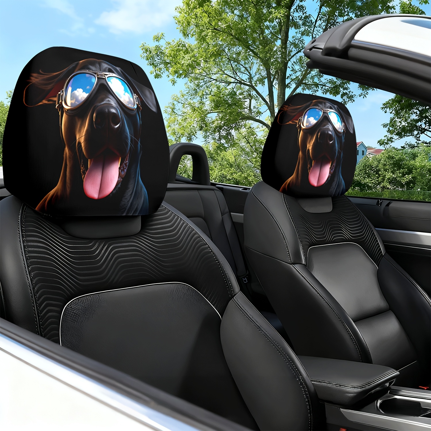 2pcs Car Headrest Cover Dog Gl - Interior Design Degree のレビューと価格