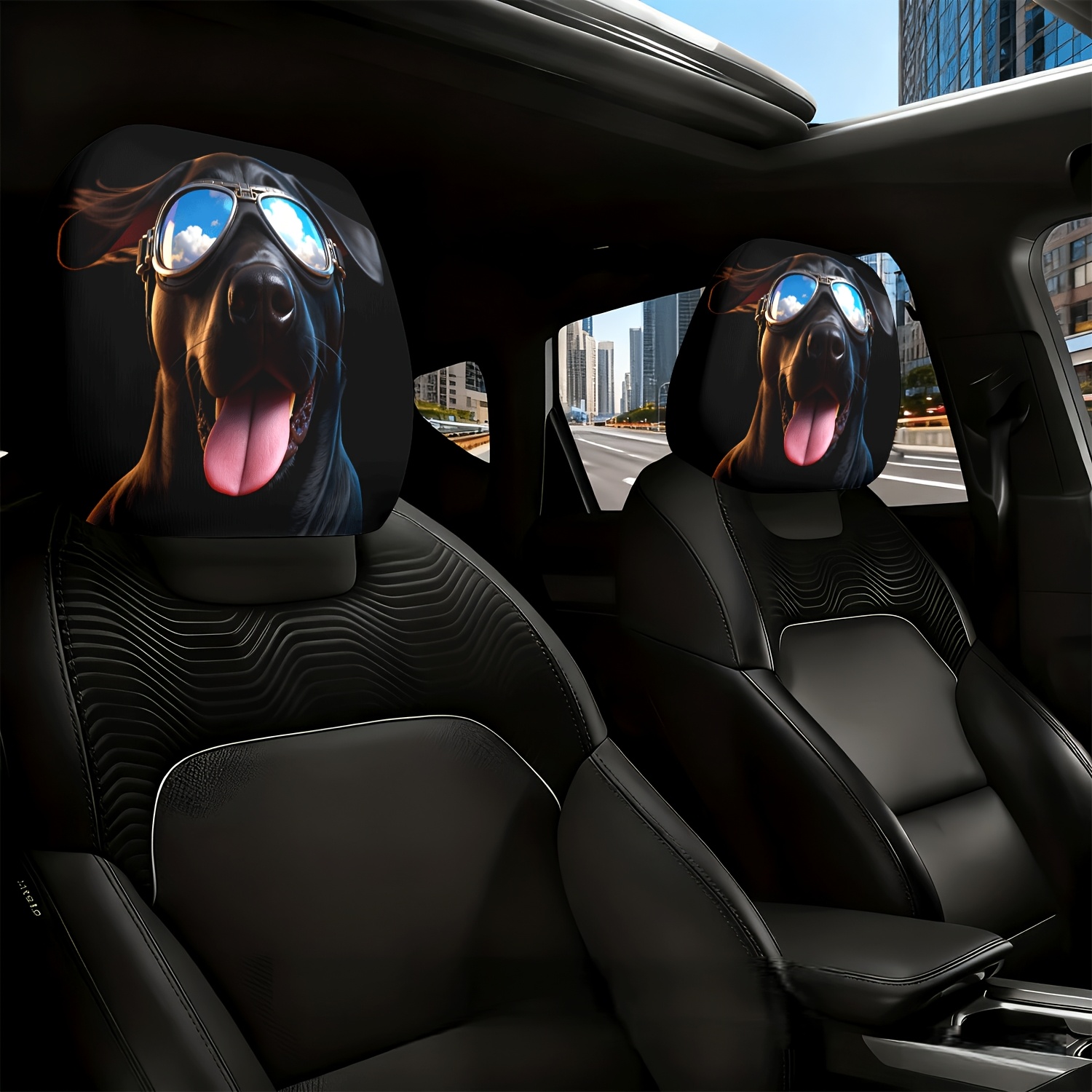 2pcs Car Headrest Cover Dog Gl - Interior Design Degree のレビューと価格