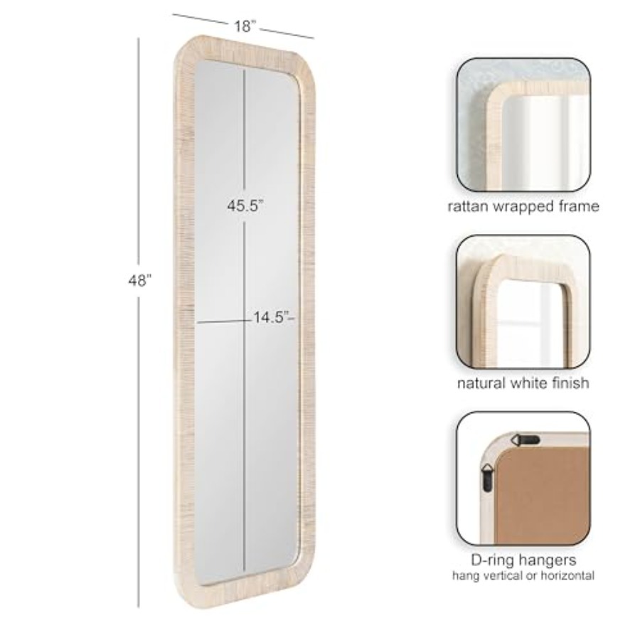 Rahfy Boho Rectangle Rattan Wa - Rattan Mirror Round のレビューと価格