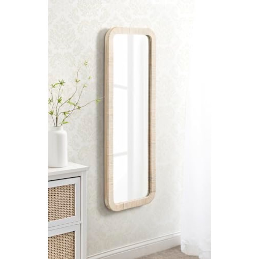 Rahfy Boho Rectangle Rattan Wa - Rattan Mirror Round のレビューと価格