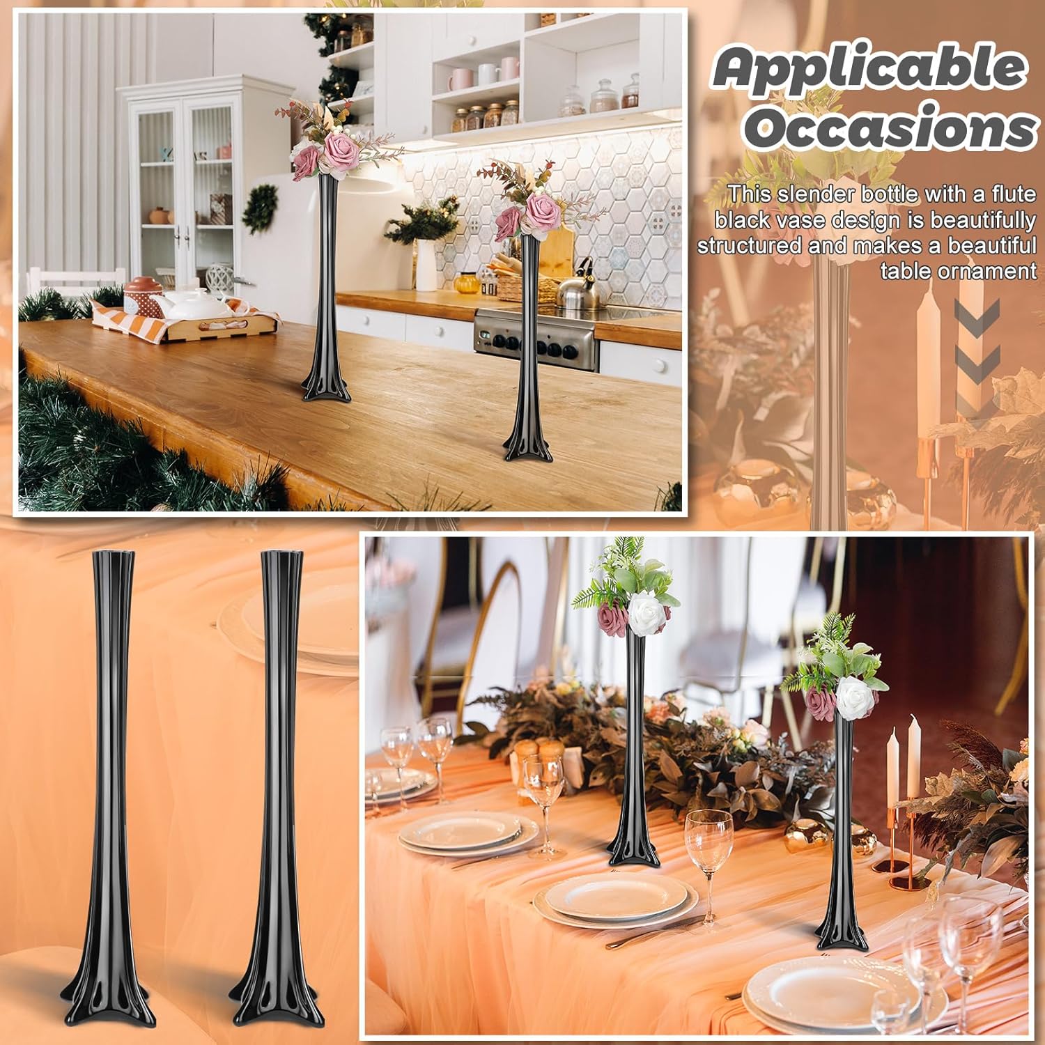 6 Pcs Eiffel Tower Vases 16 In - Fluted Vase Tall のレビューと価格