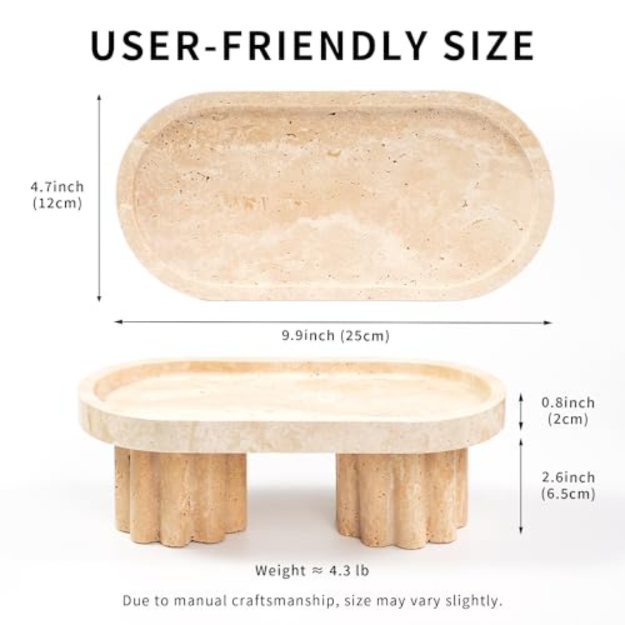 Travertine Marble Perfume Tray - Travertine Tray Oval のレビューと価格