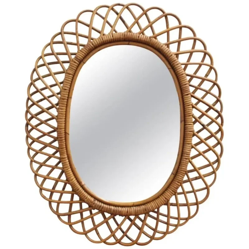 Modern round rattan wall mirro - Rattan Mirror Round のレビューと価格
